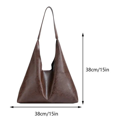 Lightweight PU Soft Leather Tote Bag Large Capacity Women Big Shoulder Bag Underarm Bag Hasp Closure Casual Style Commuting Bag